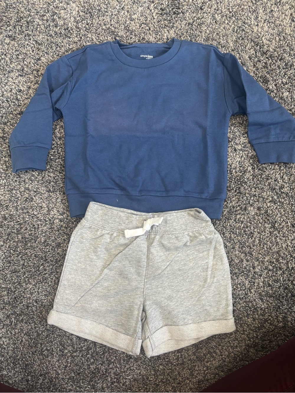 NEW Carters Navy Sweatshirt and Gray Knit Shorts Set